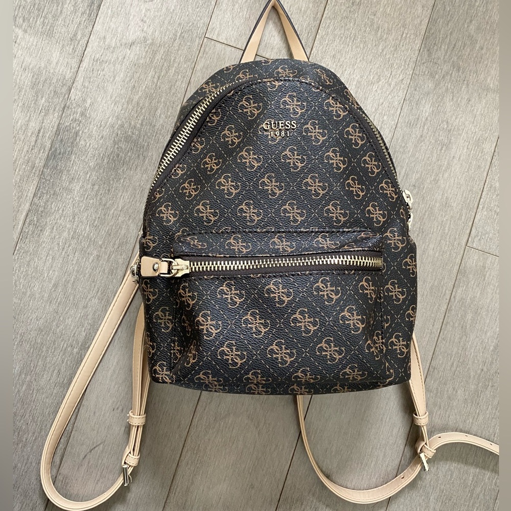 Guess Faux Leather Monogram Mini Backpack 💕